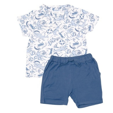 Nautical Notebook Polo Shirt & Shorts Set