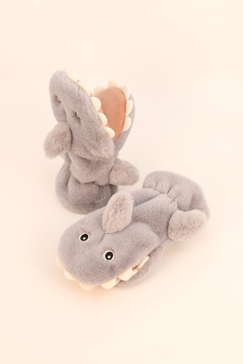 Kids Fluffy Mittens - Grey Baby Shark