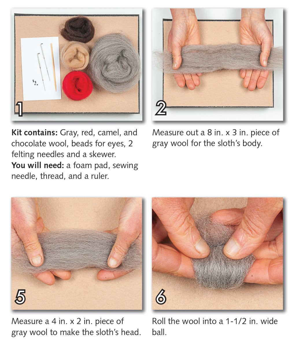 Sloth Needle Felting Kit - Easy